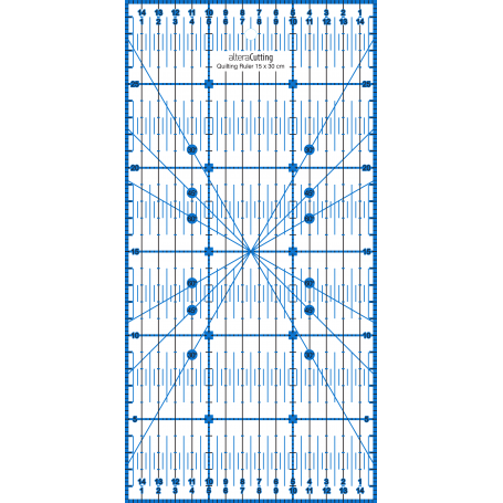 Règle de couture (quilt/patchwork) 15x30cm - BLEUE