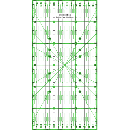 Règle de couture (quilt/patchwork) 15x30cm - VERT