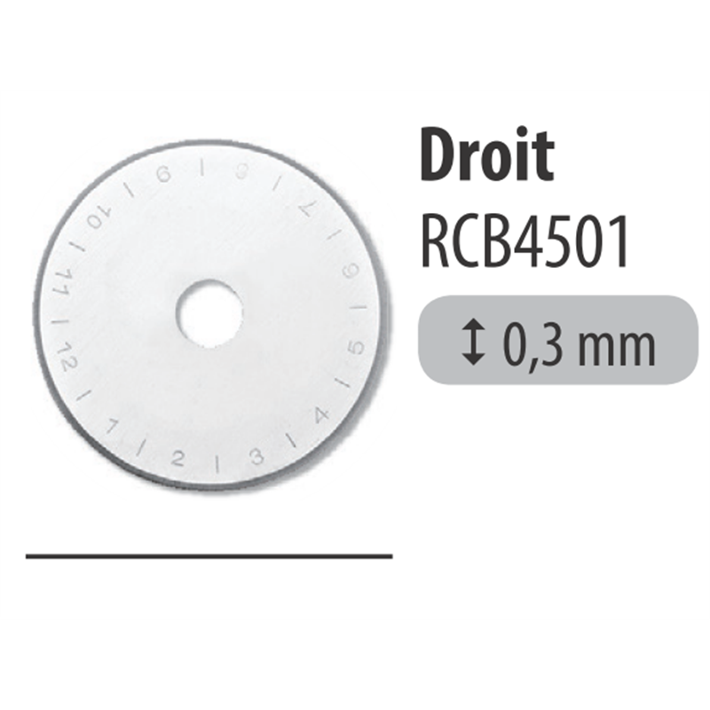 Lames De Cutter Rotatif 45mm - Lot De 5 Lames Acier + étui - Compatible Olfa, Dafa